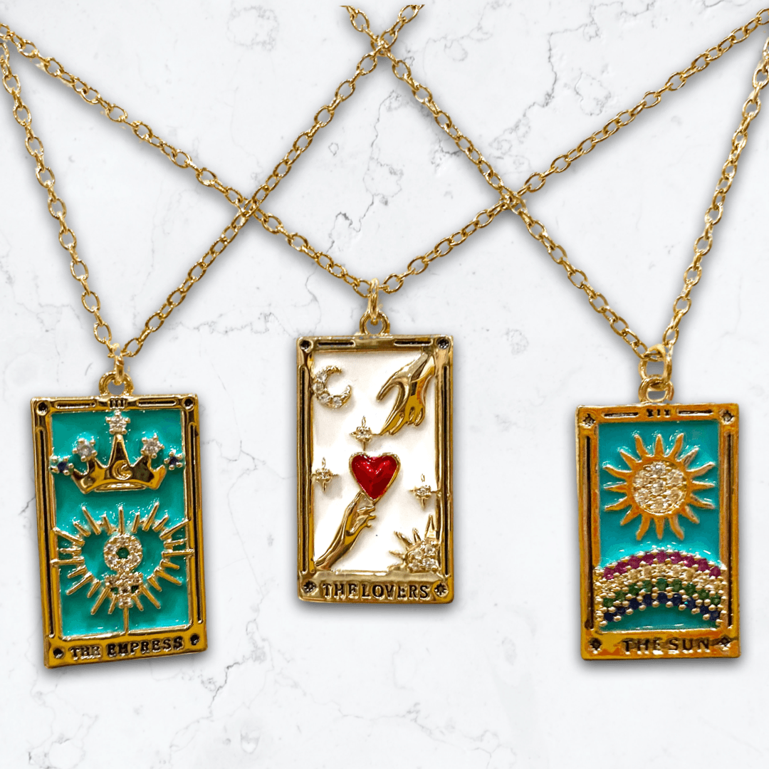 Enameled Tarot Style Pendant Necklaces