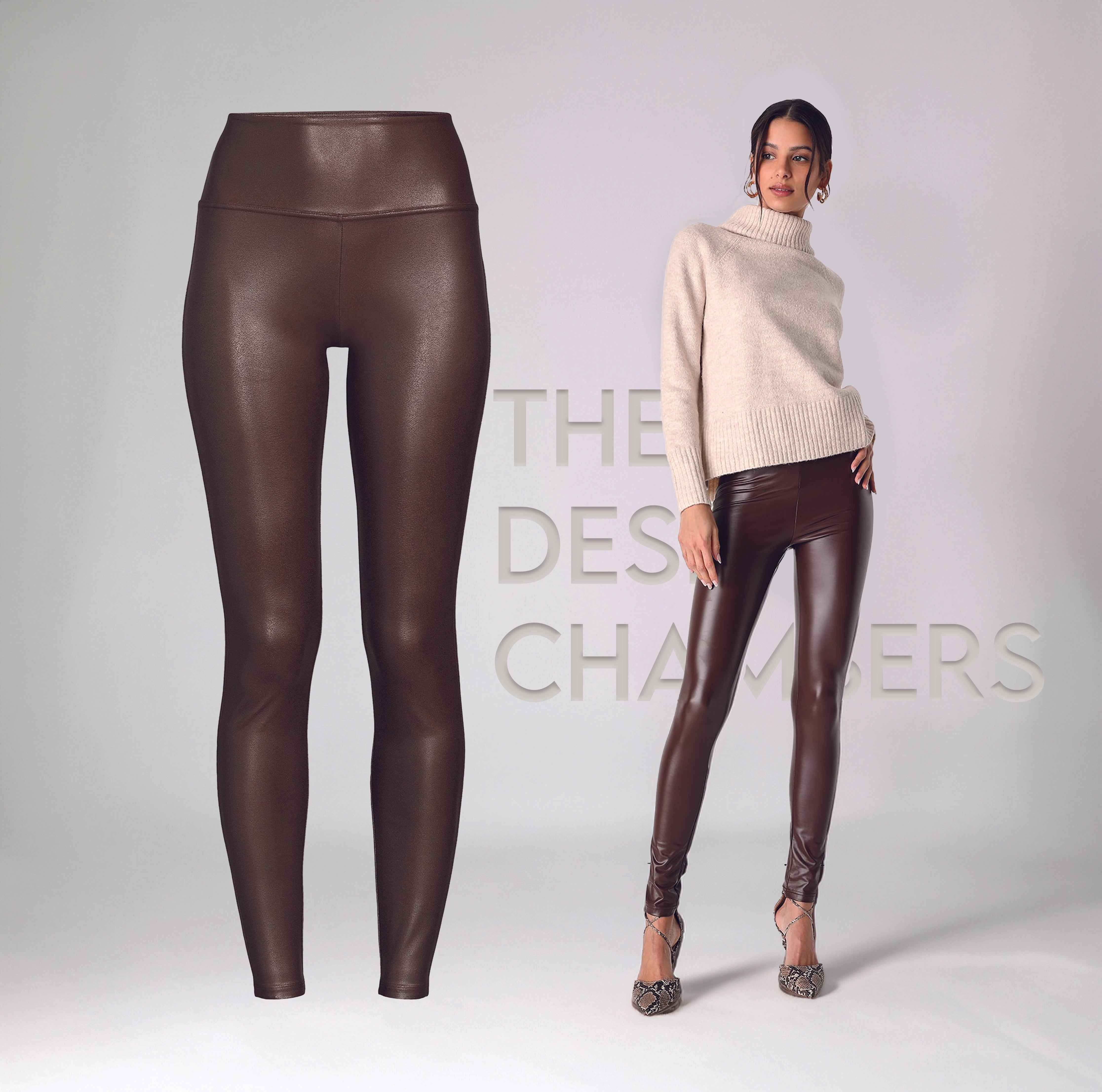 SPANXX DUPE #1 Selling Leather Look Leggings in Brown –  TheDesignChambersBoutique