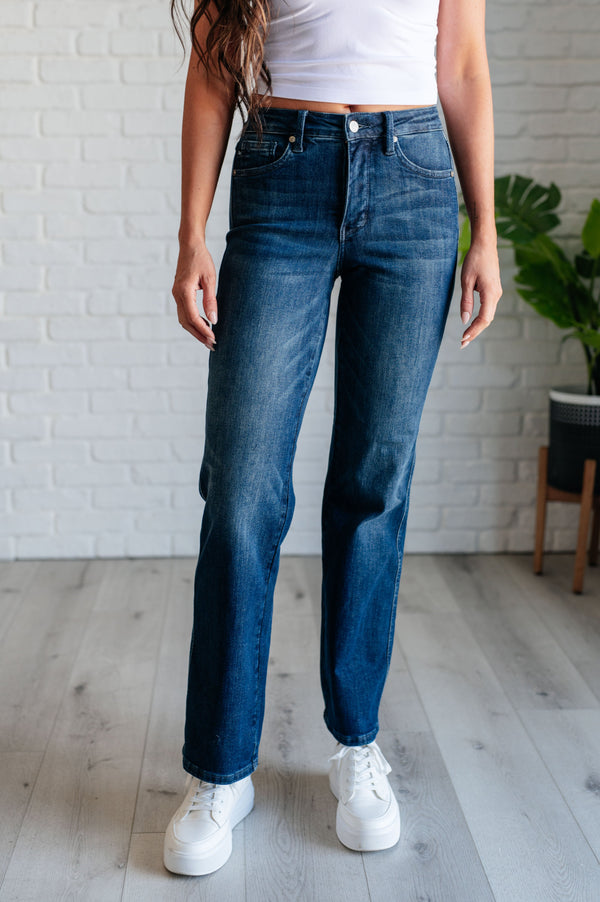 Muriel Mid Rise Control Top Classic Straight Jeans - TheDesignChambersBoutique