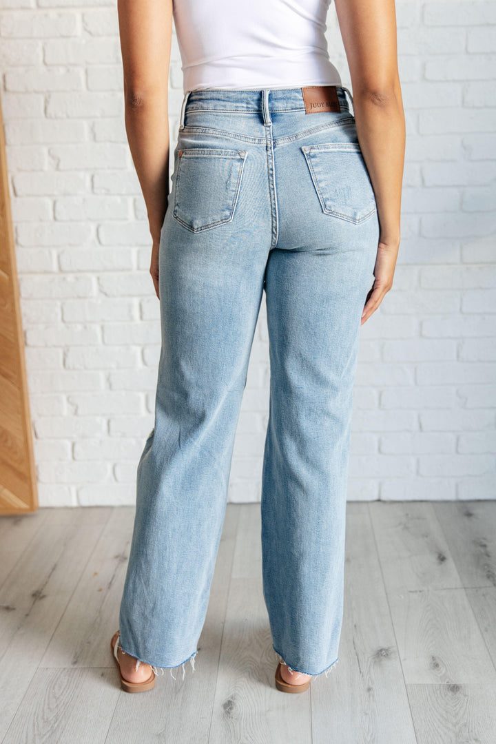 Ramona High Rise Rigid Magic Destroyed Straight Jeans - TheDesignChambersBoutique