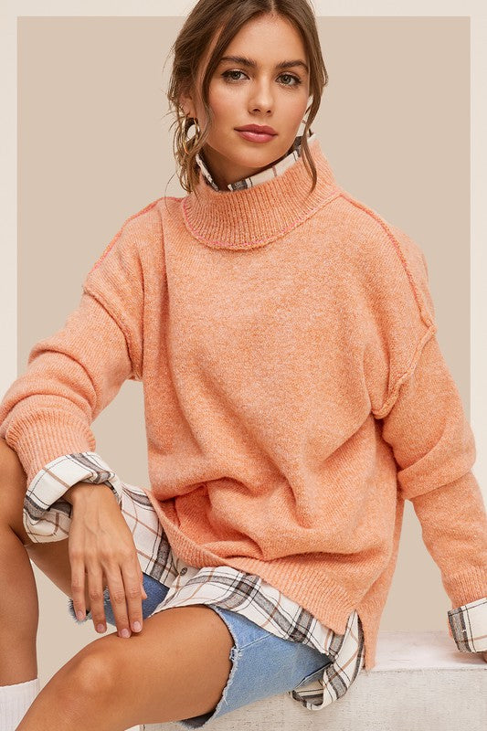 Ella Mockneck Sweater in Pumpkin or Taupe