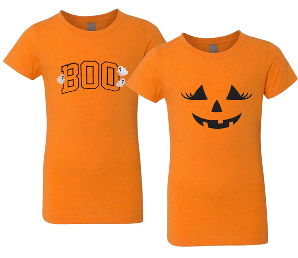 Girls Halloween Tees- BOO and Jack-o-lantern