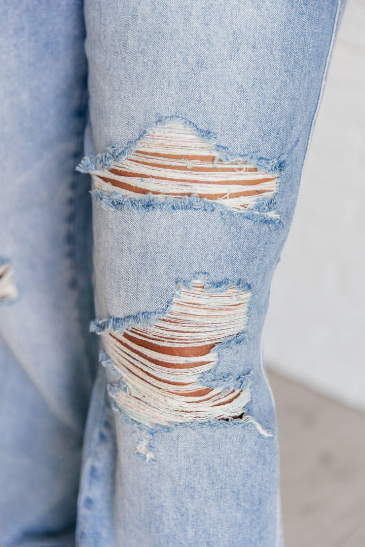 Ramona High Rise Rigid Magic Destroyed Straight Jeans - TheDesignChambersBoutique