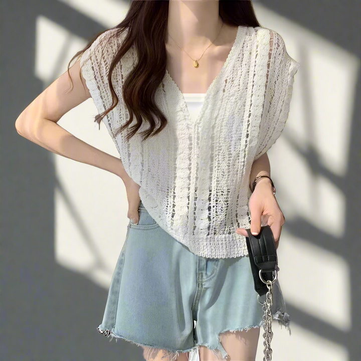 crocheted lace tank top