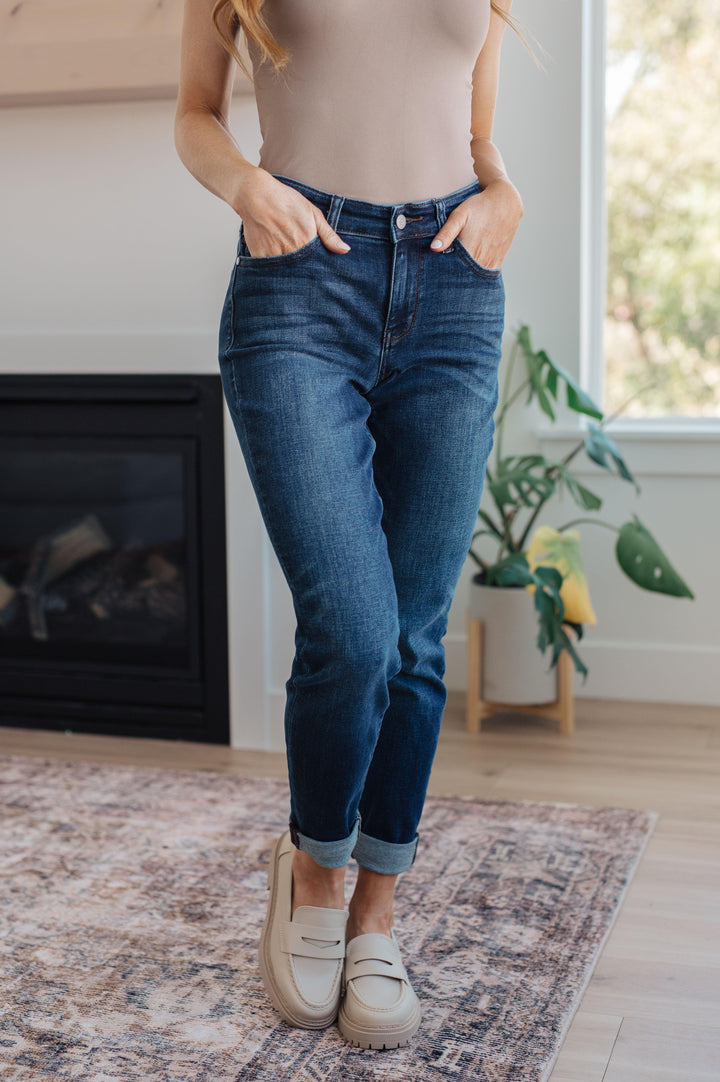 Amber Mid Rise Cuffed Slim Fit Jeans - TheDesignChambersBoutique