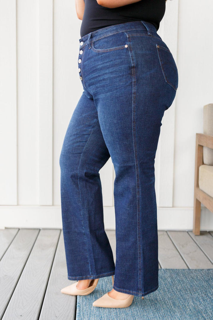 Arlo High Rise Button-Fly Straight Jeans - TheDesignChambersBoutique