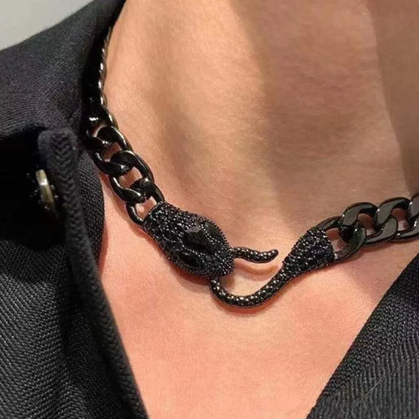 Black Diamond Snake Necklace