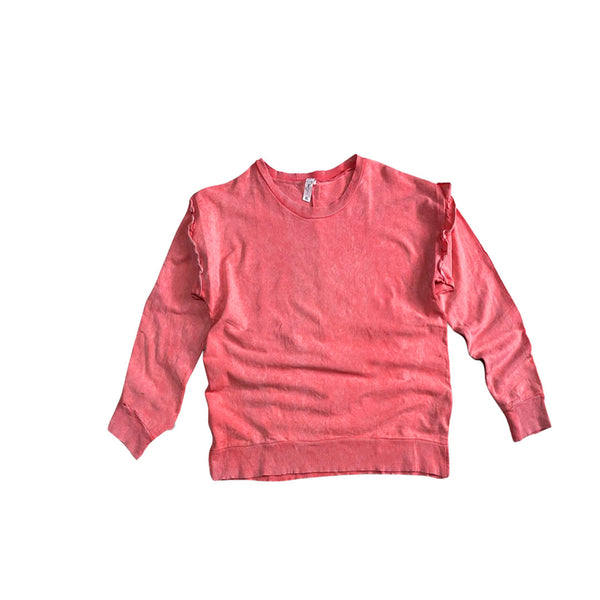 Plus Size Totally Adorbs Acid Wash Ruffle Sweatshirt