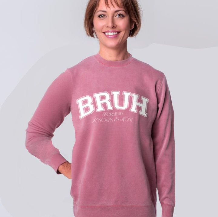 BRUH Formerly Known as Mom Pigment Dyed Crew Sweatshirt - TheDesignChambersBoutique