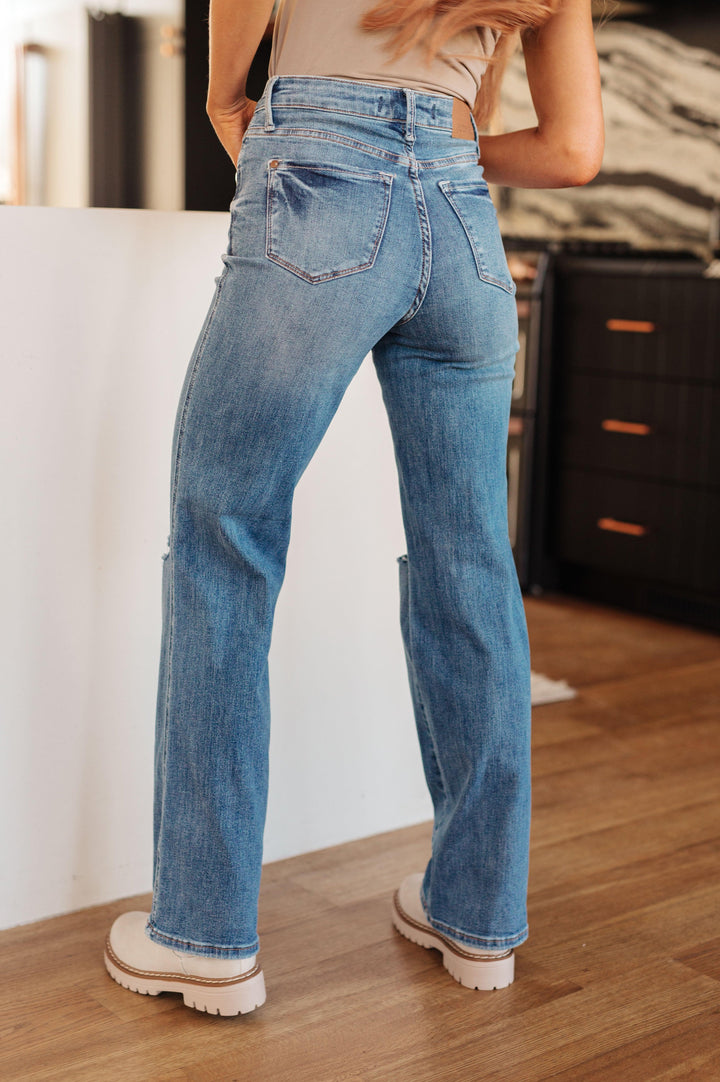 Bree High Rise Control Top Distressed Straight Jeans - TheDesignChambersBoutique