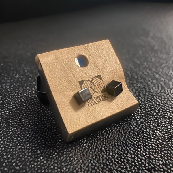 Minimalist Earrings- Tiny Cubes in Black Stainless Steel