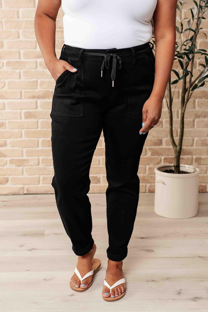 Carmen Double Cuff Joggers in Black - TheDesignChambersBoutique