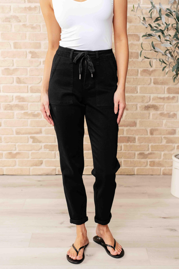 Carmen Double Cuff Joggers in Black - TheDesignChambersBoutique