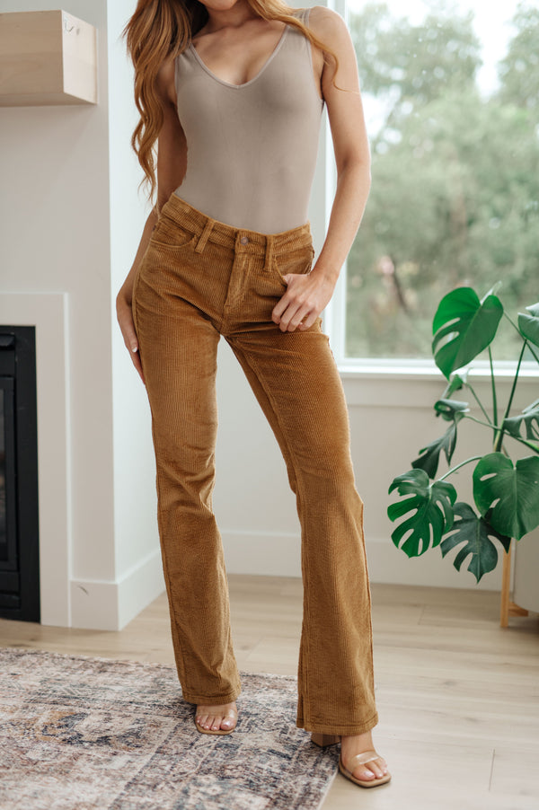 Cordelia Bootcut Corduroy Pants in Camel - TheDesignChambersBoutique