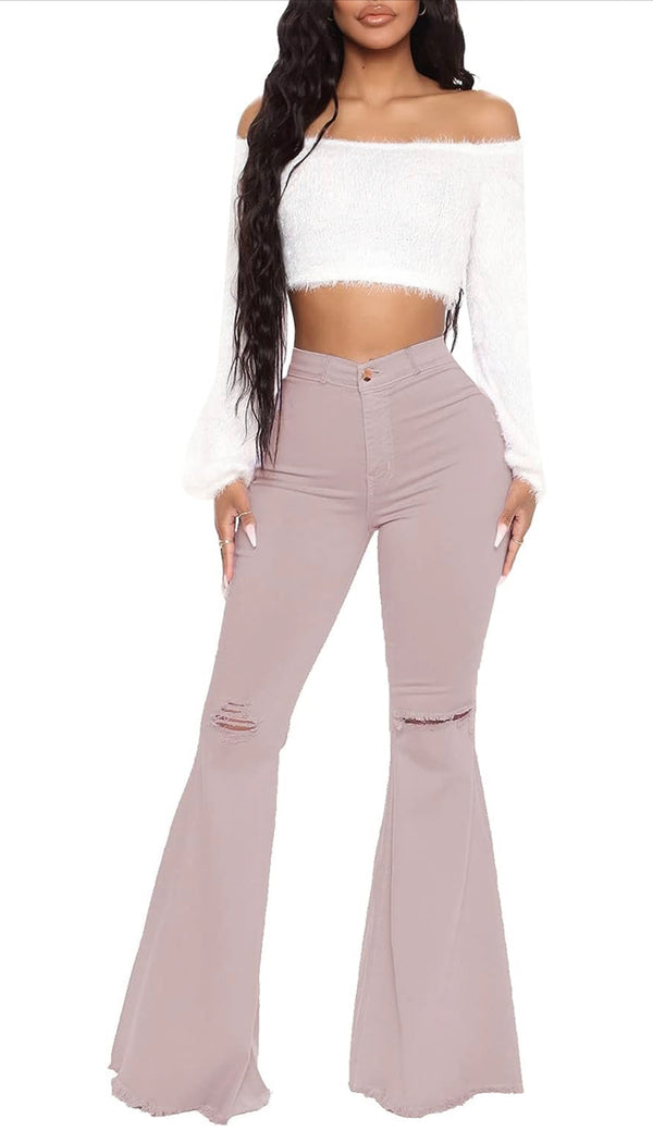 Lanie Plus Size Bellbottoms in Mauve