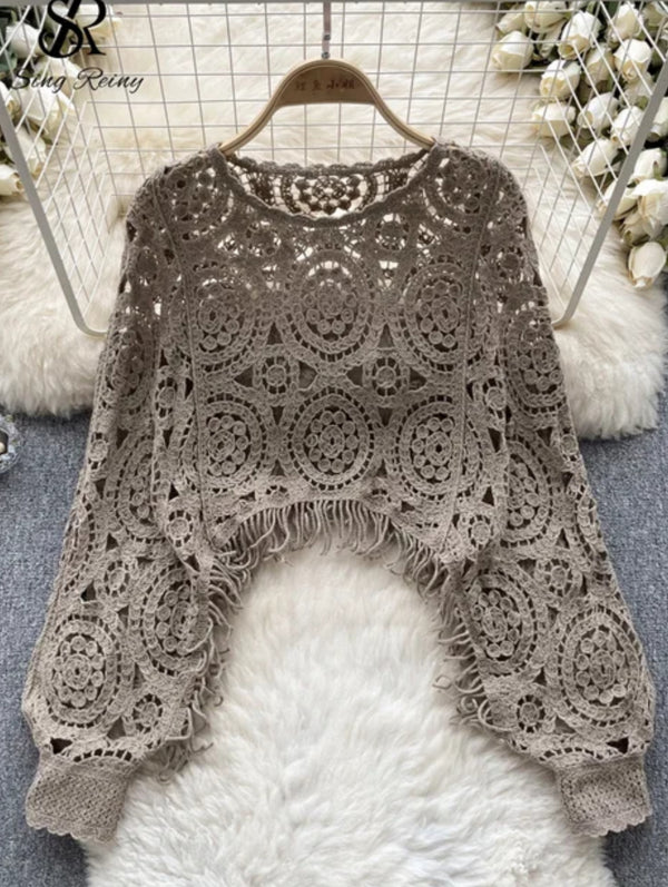 Neutral Romance Layering Shawl Top