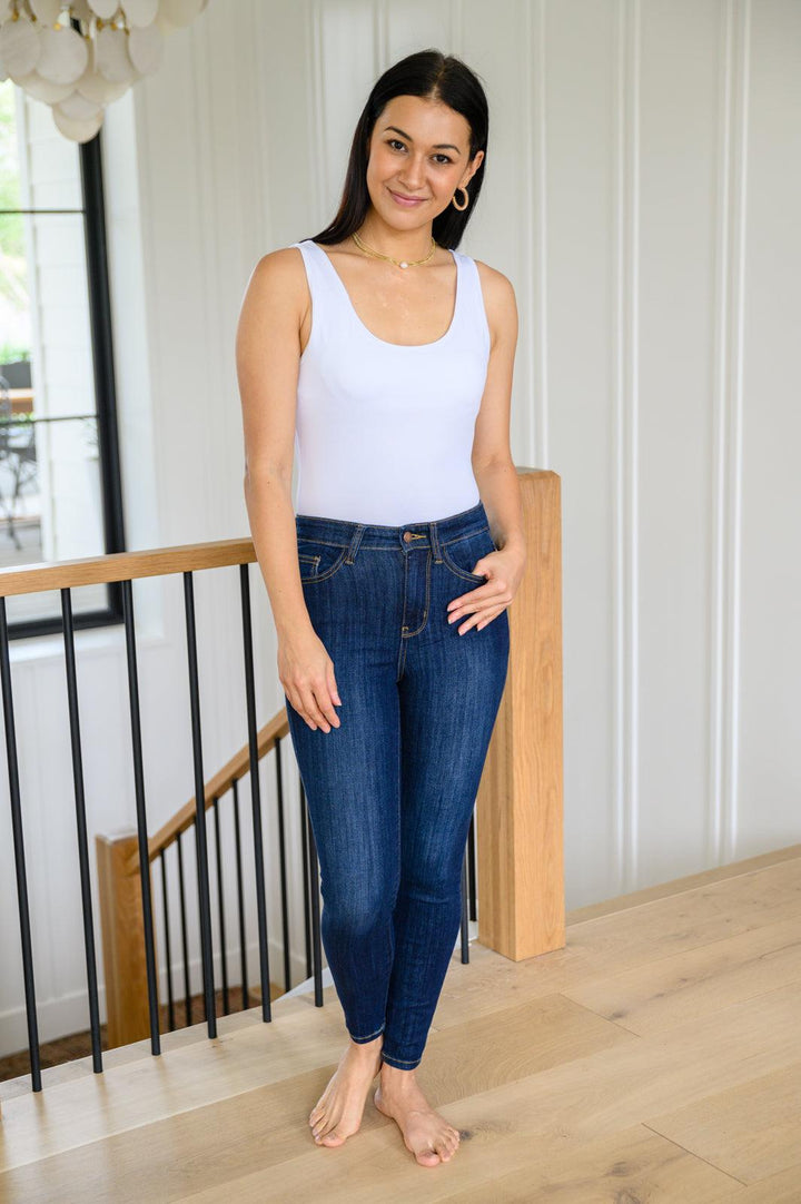 Georgia Back Yoke Skinny Jeans with Phone Pocket - TheDesignChambersBoutique