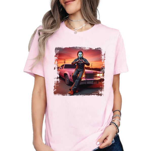 Halloween Michael Myers Sunset Heart Hands Graphic Tee or Sweatshirt