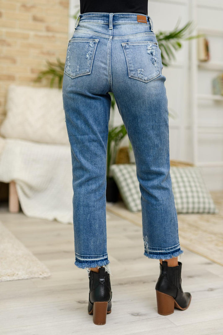 Harley Distressed Ankle Hem Jeans - TheDesignChambersBoutique