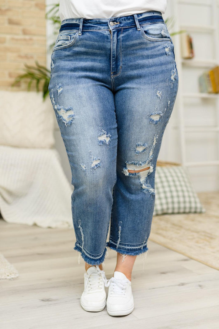 Harley Distressed Ankle Hem Jeans - TheDesignChambersBoutique