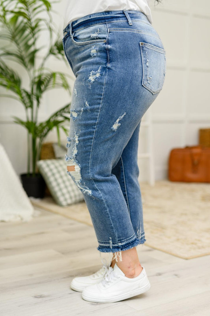 Harley Distressed Ankle Hem Jeans - TheDesignChambersBoutique