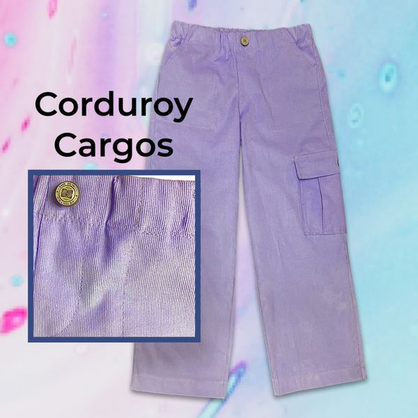 Kid’s Wide Leg Courduroy Cargos in Lavender