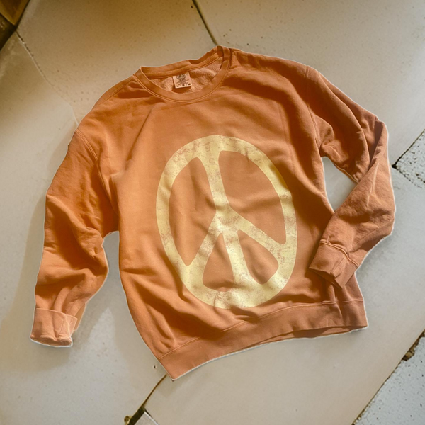 Comfort Colors Happy Hippie Autumn Tone Peace Sign Sweatshirt - TheDesignChambersBoutique