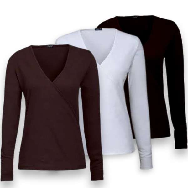 Enza Thick N Stretchy Wrap Top - 3 Colors - Plus & Regular Sizes