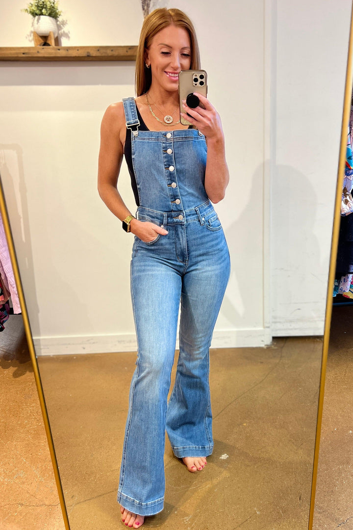 Izzy Control Top Retro Flare Overalls - TheDesignChambersBoutique