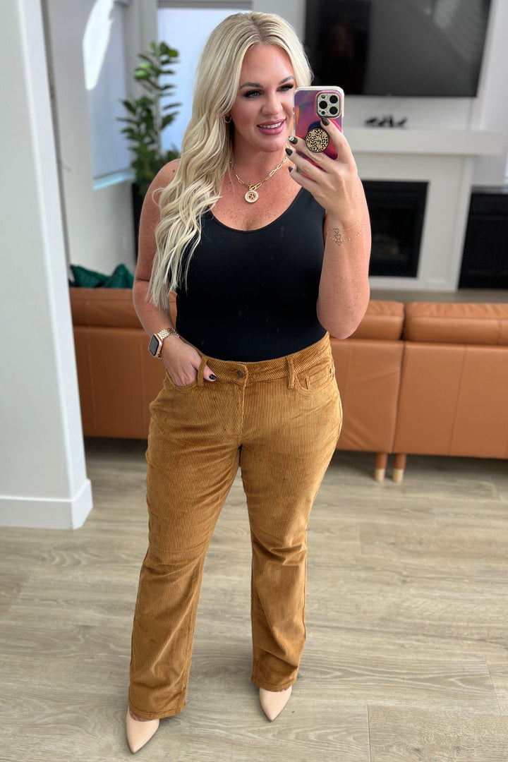 Cordelia Bootcut Corduroy Pants in Camel - TheDesignChambersBoutique