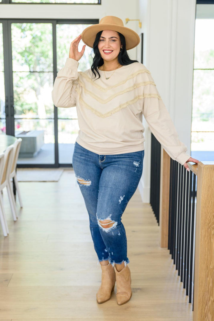 Into The Fringe Top in Beige - TheDesignChambersBoutique