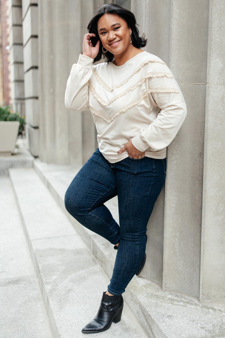 Into The Fringe Top in Beige - TheDesignChambersBoutique