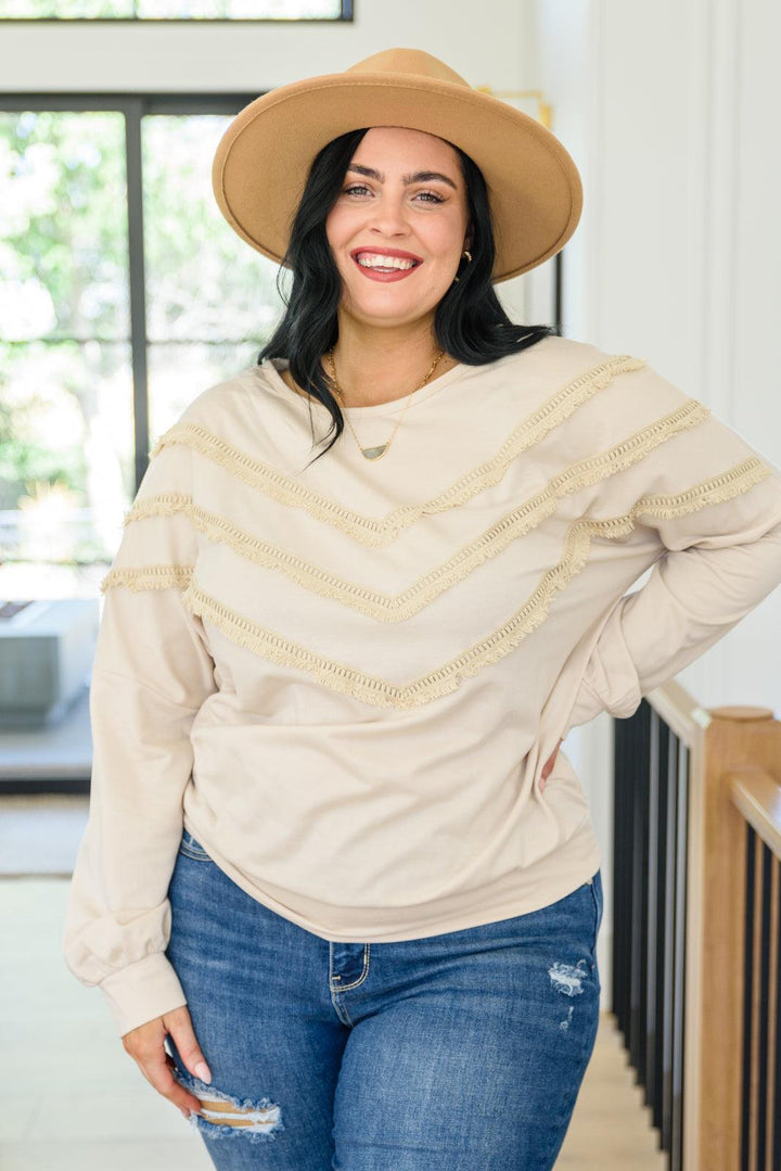 Into The Fringe Top in Beige - TheDesignChambersBoutique