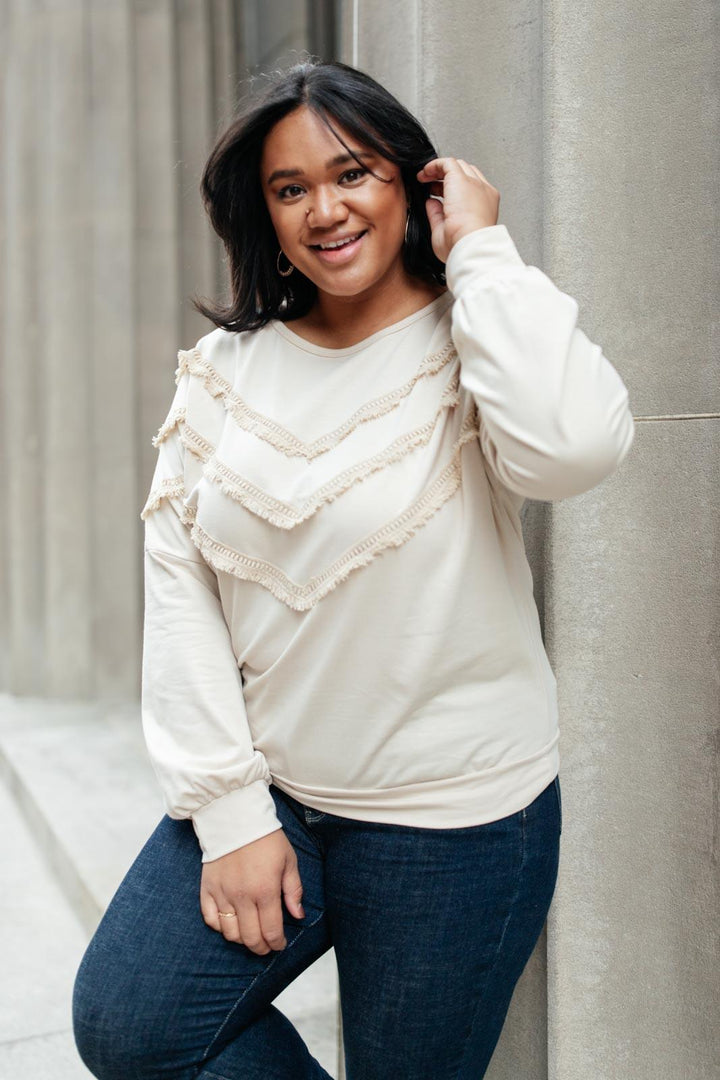 Into The Fringe Top in Beige - TheDesignChambersBoutique