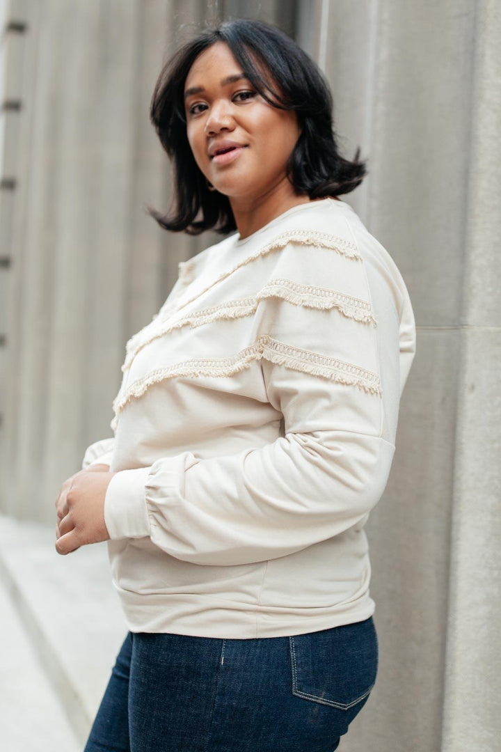 Into The Fringe Top in Beige - TheDesignChambersBoutique