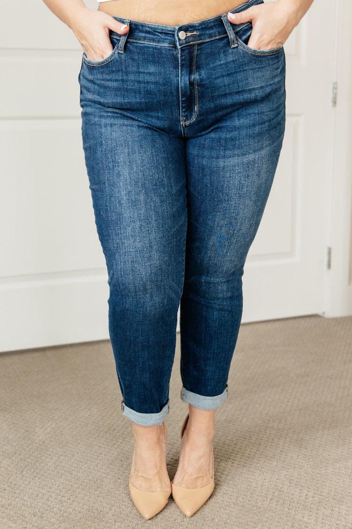 London Midrise Cuffed Boyfriend Jeans - TheDesignChambersBoutique