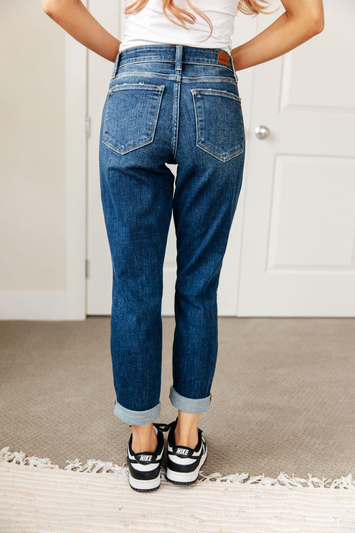 London Midrise Cuffed Boyfriend Jeans - TheDesignChambersBoutique