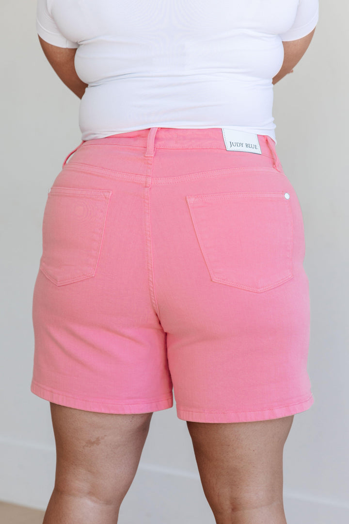 Jenna High Rise Control Top Cuffed Shorts in Pink - TheDesignChambersBoutique