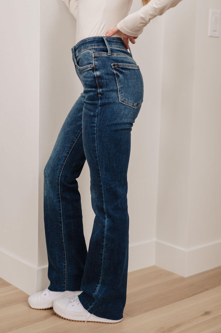 Josephine Mid Rise Raw Hem Bootcut Jeans - TheDesignChambersBoutique