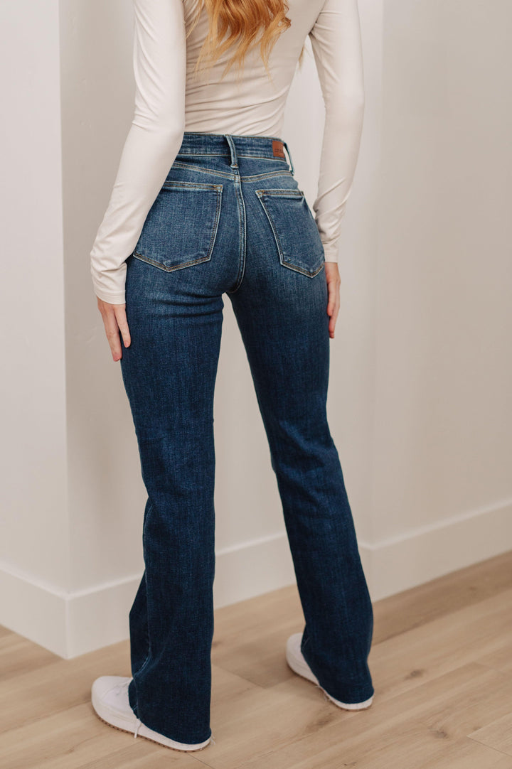 Josephine Mid Rise Raw Hem Bootcut Jeans - TheDesignChambersBoutique