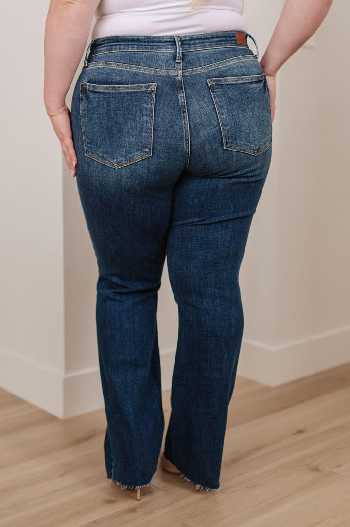 Josephine Mid Rise Raw Hem Bootcut Jeans - TheDesignChambersBoutique