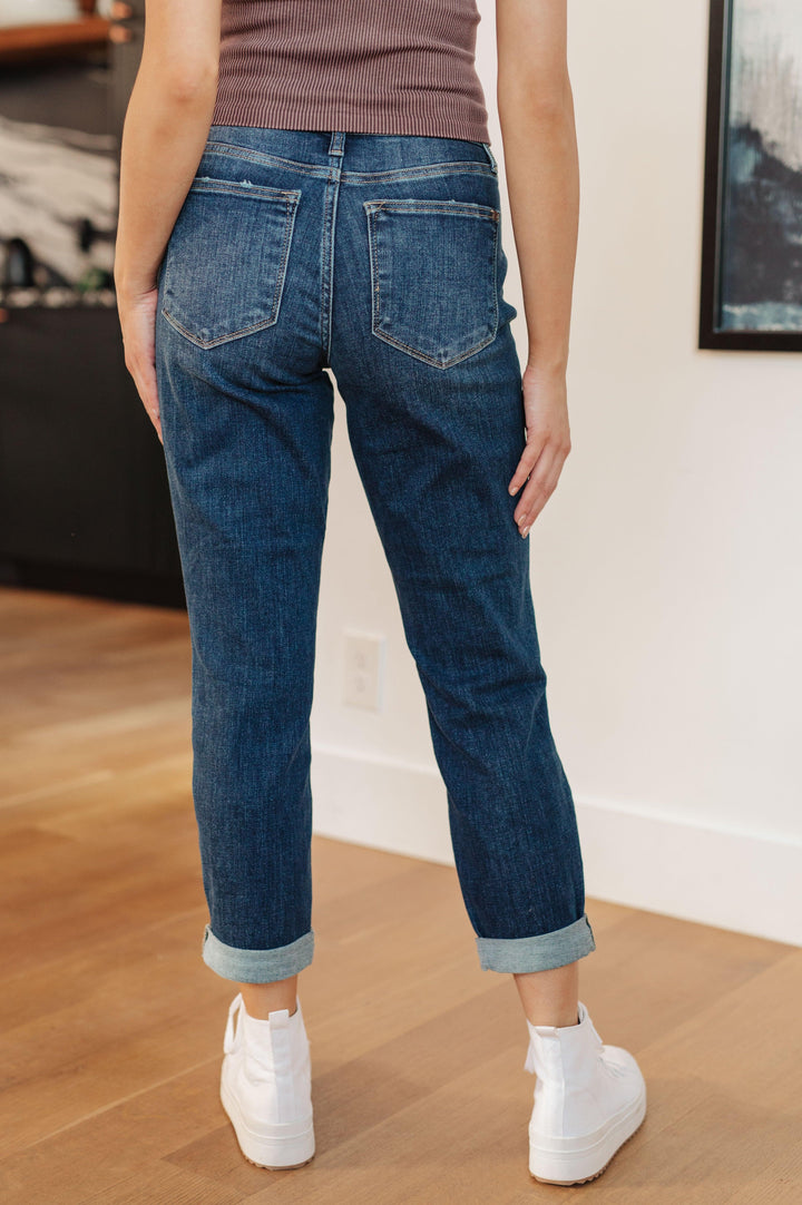 London Midrise Cuffed Boyfriend Jeans - TheDesignChambersBoutique