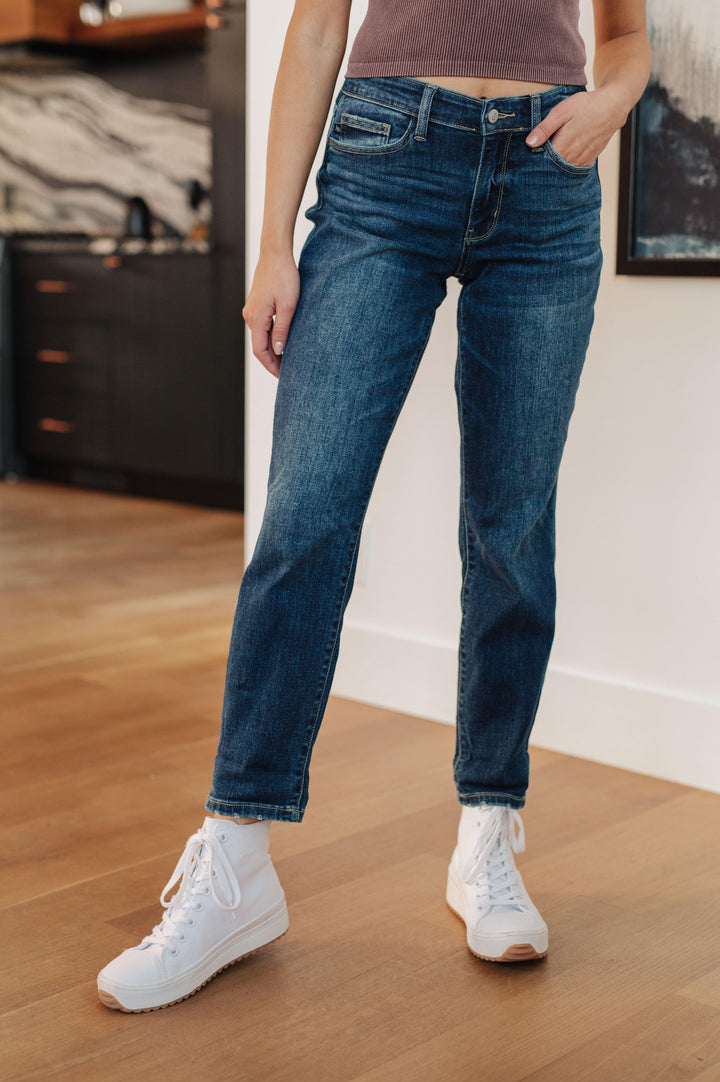 London Midrise Cuffed Boyfriend Jeans - TheDesignChambersBoutique