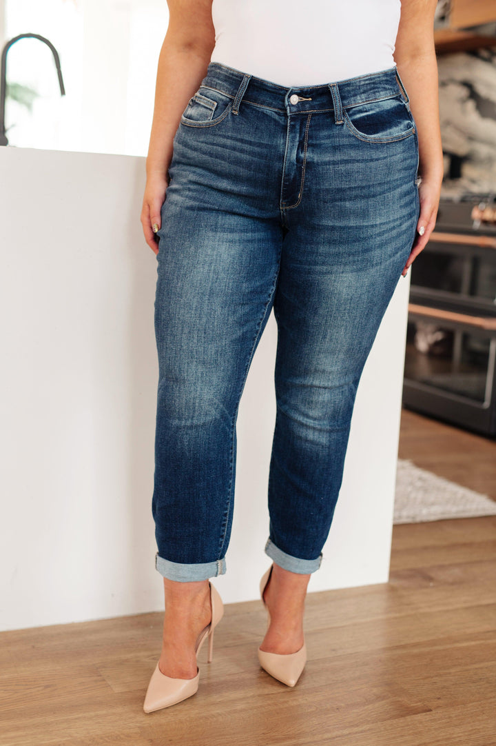 London Midrise Cuffed Boyfriend Jeans - TheDesignChambersBoutique