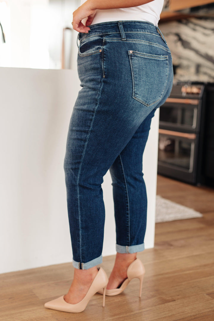 London Midrise Cuffed Boyfriend Jeans - TheDesignChambersBoutique