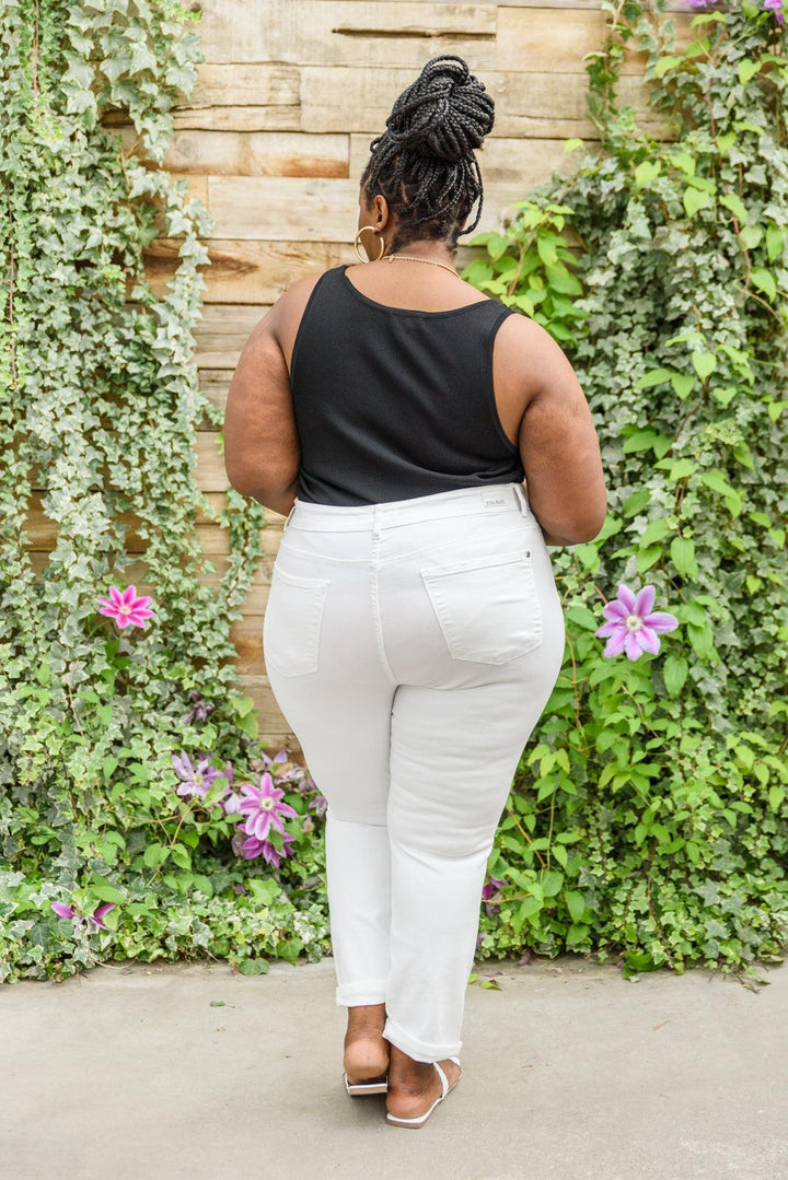 Mid-Rise Boyfriend Destroyed White Jeans - TheDesignChambersBoutique