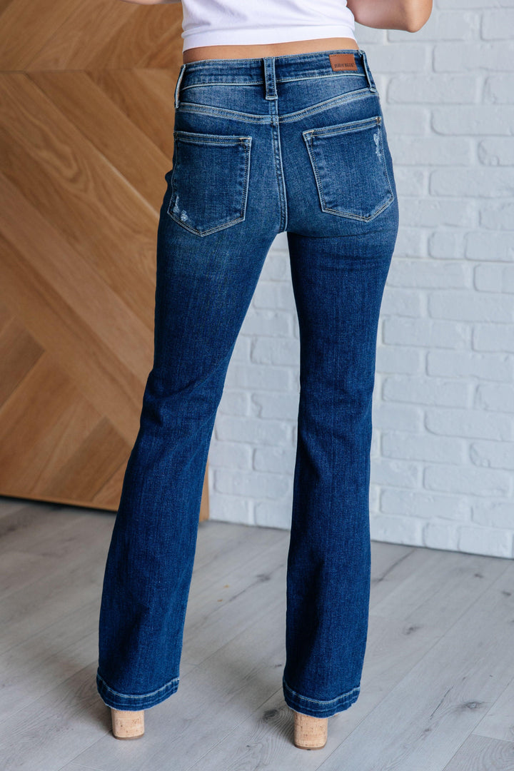 Mila Mid Rise Distressed Bootcut Jeans - TheDesignChambersBoutique