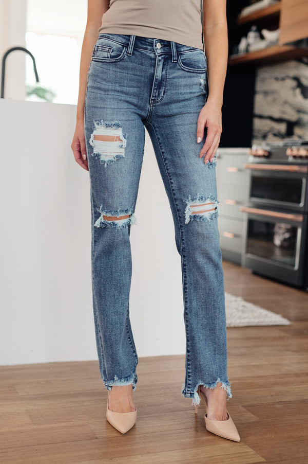 O'Hara Destroyed Straight Jeans - TheDesignChambersBoutique