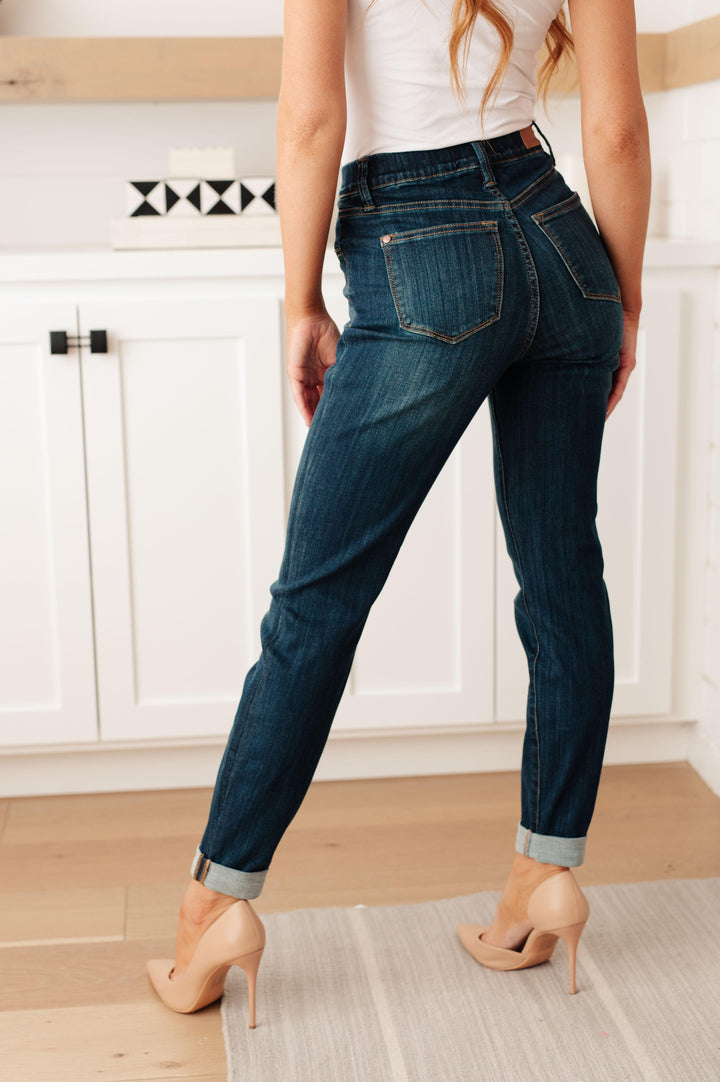 Rowena High Rise Pull On Double Cuff Slim Jeans - TheDesignChambersBoutique