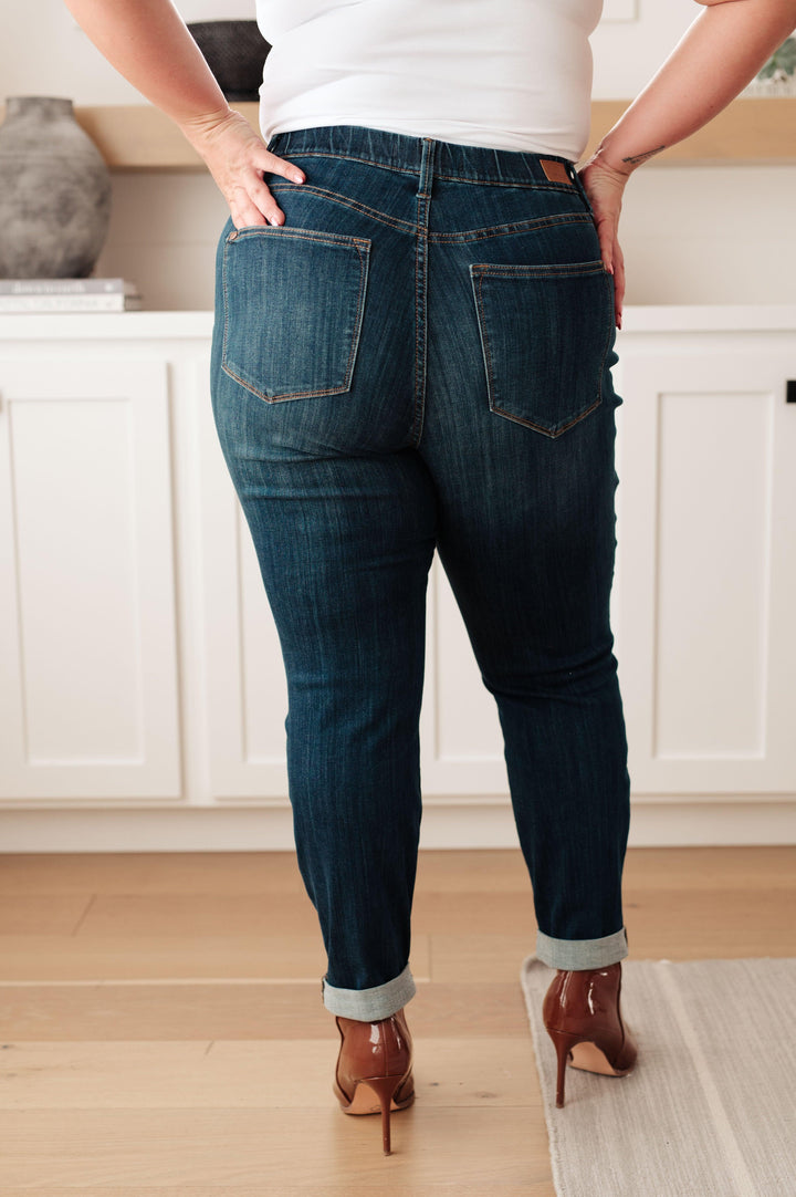 Rowena High Rise Pull On Double Cuff Slim Jeans - TheDesignChambersBoutique